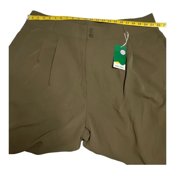 HALARA High Waisted Button Zipper Side Pocket Shirred Straight Leg Work Pants - Picture 5 of 6